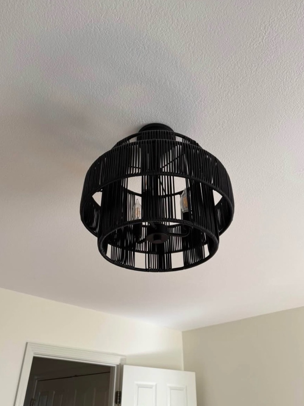 Allen & Roth Black Woven Semi-Ceiling Light - Modern Accent